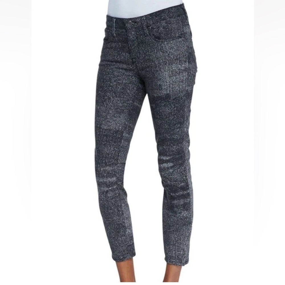 HELMUT LANG Sediment Printed Cropped Denim Jeans Women’s Size 30 Ankle Zip - Picture 5 of 13